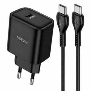 Φορτιστής Ταξιδίου Noozy Edge E25 PD30W με Καλώδιο USB-C σε USB-C 1m Μαύρο