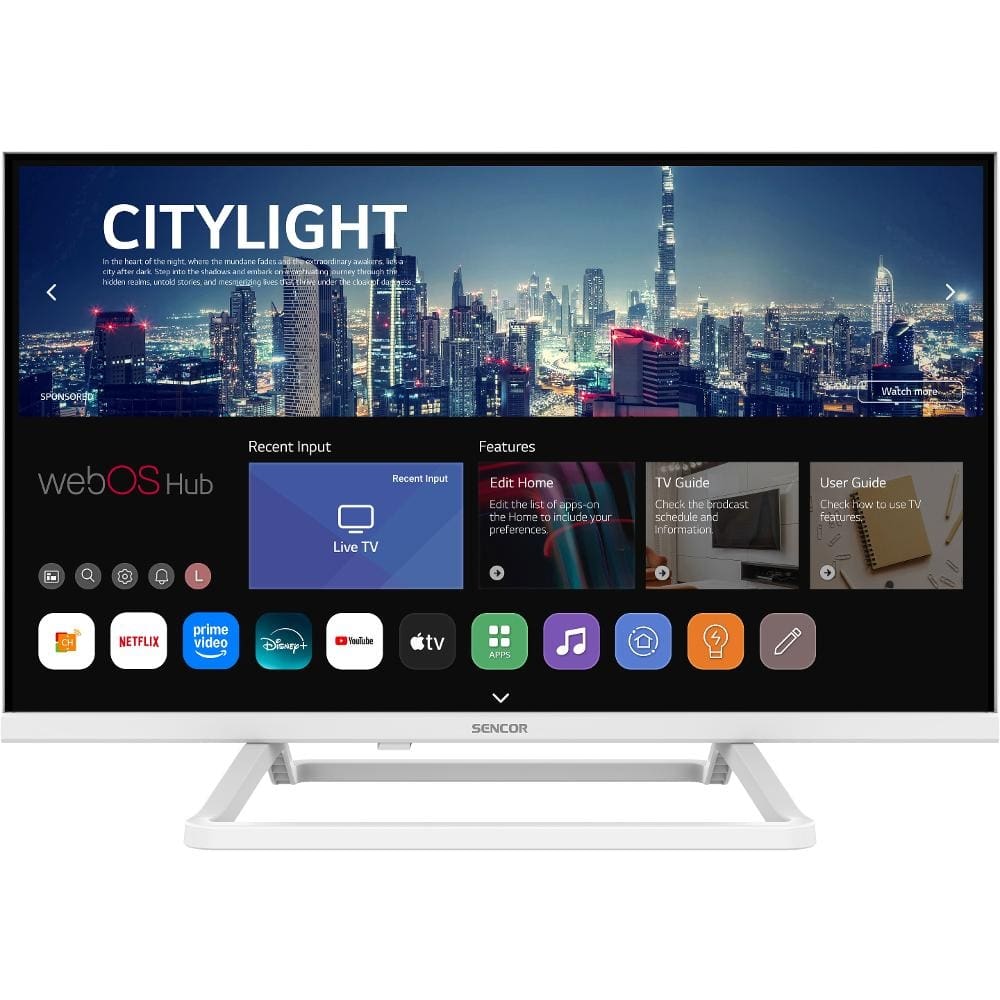 Τηλεόραση Sencor SLE 24S841MBW webOS SMART TV HD Ready HDR 10 24" με Δυνατότητα για Τροφοδοσία 230V και 12V