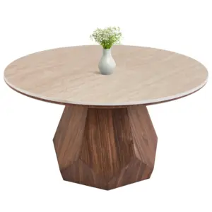 ΤΡΑΠΕΖΙ ΣΑΛΟΝΙΟΥ VENERA HM18441 ΚΕΡΑΜΙΚΟ TOP ΟΨΗ ΤΡΑΒΕΡΤΙΝΑΣ-MDF ΚΑΡΥΔΙ Φ80x42Υεκ.