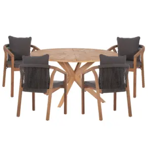 ΣΕΤ ΤΡΑΠΕΖΑΡΙΑΣ ΕΞ.ΧΩΡΟΥ 5ΤΜΧ CORTEN HM10900.02 ΞΥΛΟ ΑΚΑΚΙΑΣ ΦΥΣΙΚΟ--ΜΑΞΙΛΑΡΙΑ ΓΚΡΙ